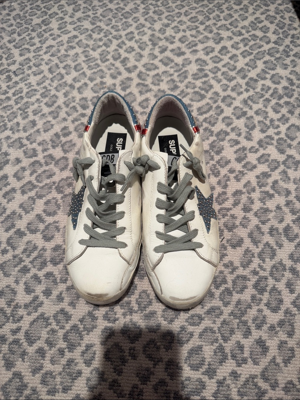Golden Goose White Sneakers with Denim Accents Size 38